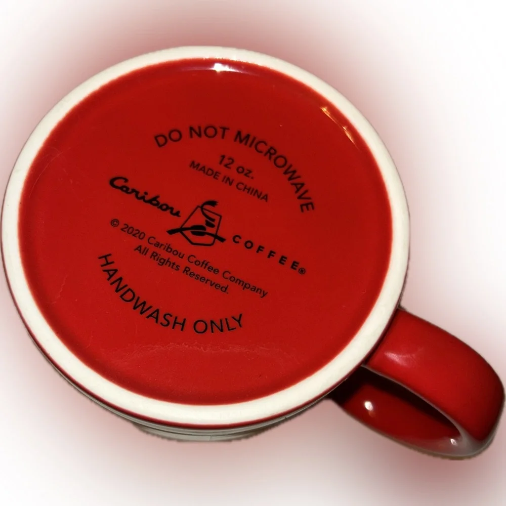 Caribou Coffee 2020 Red Ceramic Christmas Holiday Ornaments 12oz Mug Cup Handle